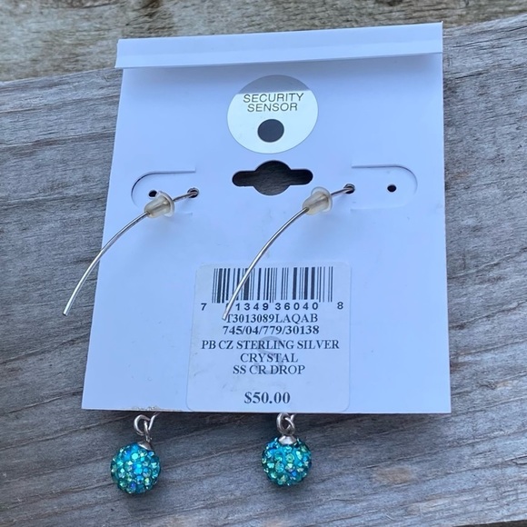 NWT GIANI BERNINI BLUE CRYSTAL CLUSTER THREADER EARRINGS IN STERLING SILVER - Picture 7 of 7